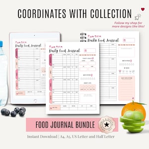 Weekly Menu Planner designed to match Food Journal and Grocery List Printables – part of a complete Meal Planner Bundle