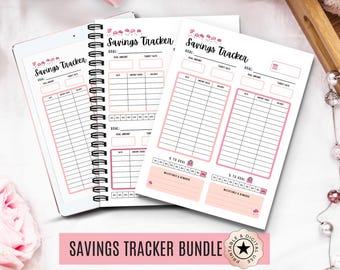Savings Goal Tracker Bundle: Floral Printables (A4, US Letter, A5, Half Letter) (PDF Download