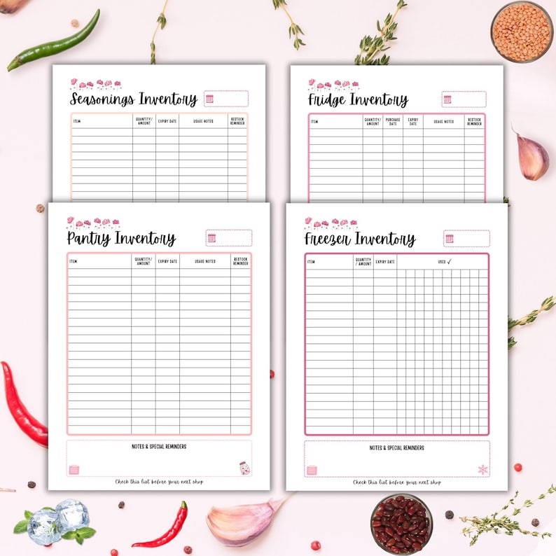 Kitchen Inventory Printable Bundle – Pantry, Fridge, Freezer ...