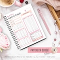 Paycheck Budget Planner Printable | Zero-Based Budget Income Tracker | Soft Pink Floral, US Letter, A4, A5, Half Letter product logo