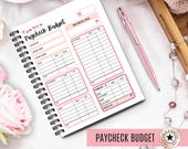 Paycheck Budget Planner Printable | Zero-Based Budget Income Tracker | Soft Pink Floral, US Letter, A4, A5, Half Letter