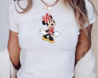 Retro Minnie Mouse Baby Tee, Disney Minnie Baby Tee, Y2k 90s Style Crop Top, Disneyland Trip Baby Tee for Women