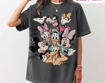 Vintage Y2k Mickey and Friends Signatures T-shirt, Retro Mickey & Co Comfort Colors Shirt, Disney Large Print Shirt, Disneyland Trip 2026
