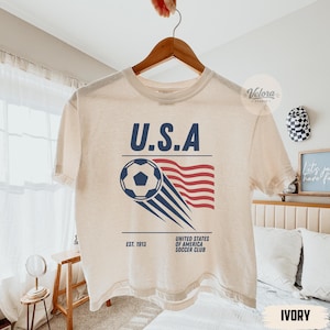 Comfort Colors 90s United States of America Soccer Team Boxy Tee, Retro USA Team Graphic Crop Tee