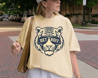 Comfort Colors Detroit Baseball Graphic T-Shirt, Unisex Detroit Mascot Tee, Vintage Baseball Fan Tee, Detroit Vintage Tiger Game Day Shirt