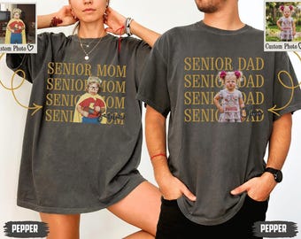 Comfort Colors Personalized Retro Photo Senior Dad Senior Mom Shirt: Custom Senior Night Matching Shirts, Senior 2026 Class Of 2026 Mom Gift