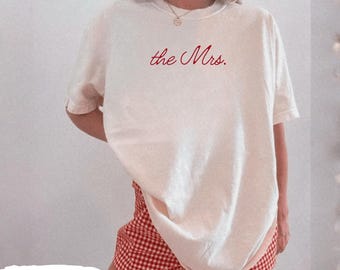 Comfort Colors The MRS T-Shirt, Custom Bride Tee, Wedding Gift for Her, Newlywed Shirt, Bridal Shower Gift, Honeymoon Bachelorette Party Tee