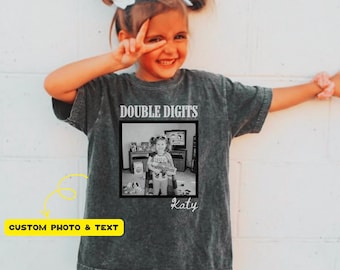 Comfort Colors Double Digits 10th Custom Photo Birthday Shirt, Tenth Milestone Celebration Gift, Ten Bday Trip, Turning 10 Party Outfit