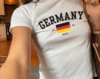 Camiseta infantil com estampa da seleção alemã de futebol, camiseta com a bandeira da Alemanha, camiseta internacional de futebol, camiseta para viagem a Berlim.