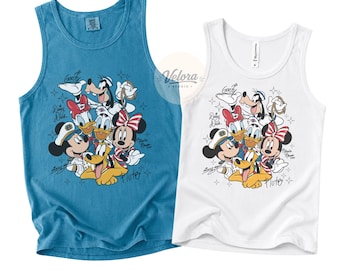 Comfort Colors Disney Cruise Tank Top, Mickey and Friends Cruise Signature Family  Tank Top, Disney Family Disneyland Matching Tank Top