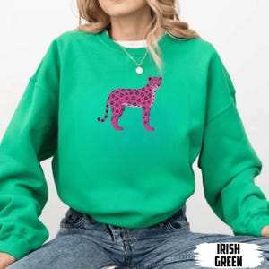 Trendy Cheetah Sweatshirt, Animal print sweatshirt, Boho Graphic Crewneck, Wildlife Hoodie, Cheetah Gifts, Oversized Crewneck, Leopard Shirt image 1