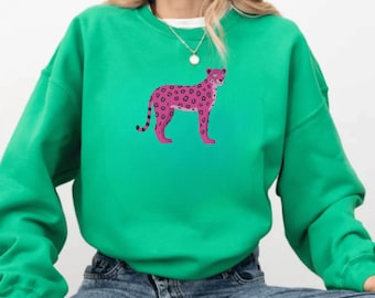 Sudadera de guepardo de moda, sudadera con estampado animal, sudadera con cuello redondo con gráfico bohemio, sudadera con capucha de vida silvestre, regalos de guepardo, sudadera de cuello redondo extragrande, camisa de leopardo