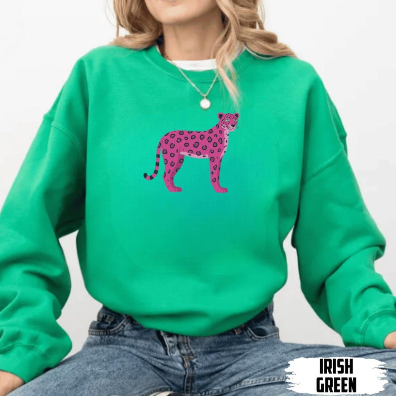Trendy Cheetah Sweatshirt, Animal print sweatshirt, Boho Graphic Crewneck, Wildlife Hoodie, Cheetah Gifts, Oversized Crewneck, Leopard Shirt image 1