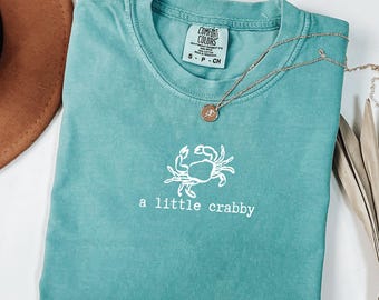 Comfort Colors® A little Crabby Shirt, Minimalist Beach T-shirt, Funny Meme Shirt, Summer Aesthetic Shirt, Funny Beach Shirt, Coastal Shirt