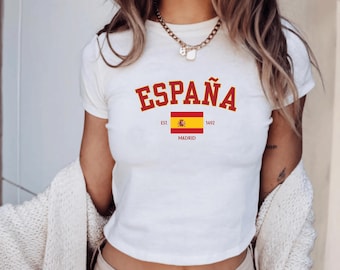 Espana Spain Football Shirt Country Soccer Team Womens Baby Tee T-Shirt Top Flag Shirt