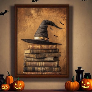 Halloween wall Art Print Witch Art Print Vintage Neutral Witchy Wall Art Print Witchy Decor Instant Digital Download JPG Halloween Poster