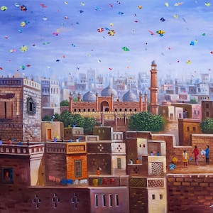 Basant Original Painting| Painting on Canvas Large Oil Painting Pakistani Art Contemporary Art for Home Decor