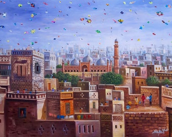 Basant Original Painting| Painting on Canvas Large Oil Painting Pakistani Art Contemporary Art for Home Decor