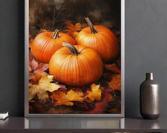 Fall Print, Autumn Wall Art, Fall Printable Art, Rustic Fall Decor Autumn Print, Pumpkin Art Downloadable Prints, Pumpkin Decor