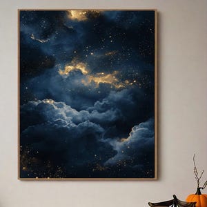 Moody Celestial Wall Art Print Dark Academia Decor Printable Wall Art Abstract Night Sky Stars Print Gothic Art Digital Download