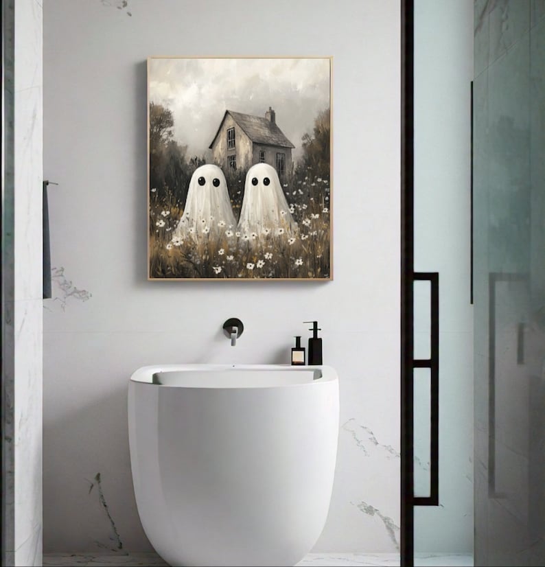 Ghosts Art Print Halloween Art Print Halloween Decor Cute Ghosts in ...