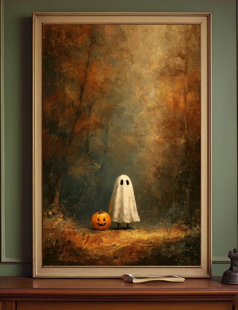 Dark Forest With Ghost Print -printable Vintage Halloween Wall Art ...