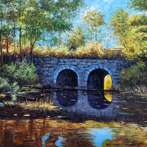 River Lake Landscape Painting -Lake Wall Art -Oil Painting on Canvas - Modern Wall Art Original Painting