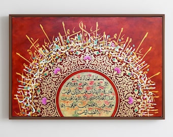 Islamic Wall Art Original Artwork Oil Painting| Muslim Wall Art Islamic Calligraphy Large Canvas Art Islamic Gifts for Home Decor