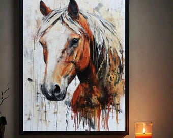 Impresión de caballo vintage, arte de pared de caballo, arte de pared de granja, regalo para amantes de los caballos, pintura de caballo occidental, descarga digital de decoración cottagecore