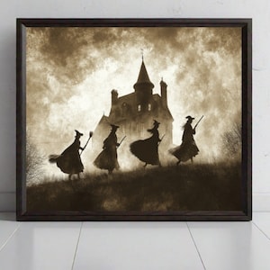 Witch Print, Halloween Art Print, Vintage Witch Wall Art, Gothic Wall Art Witch Painting, Printable Wall Art, Halloween Downloadable Prints