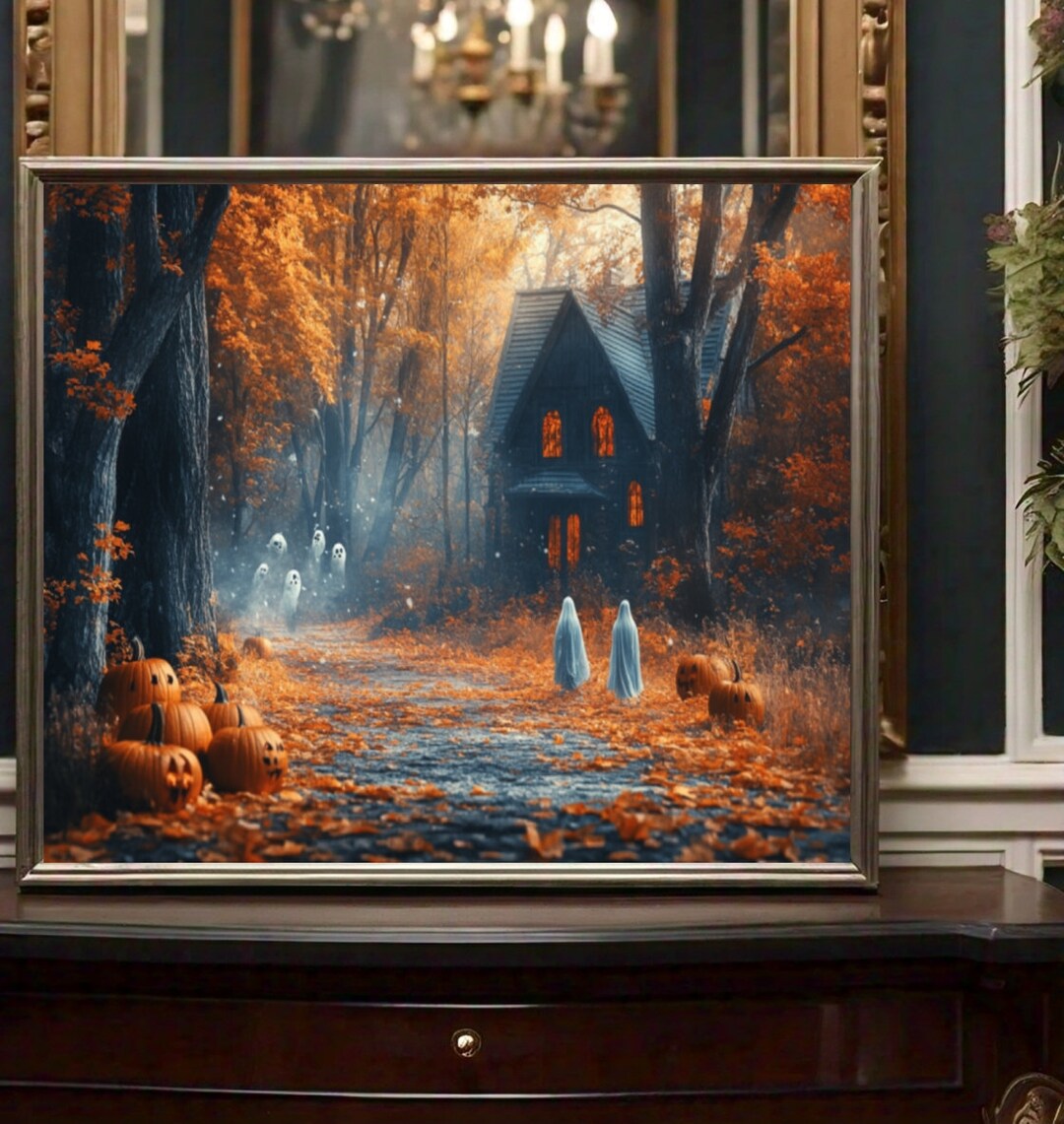 Cute Ghosts Halloween Art Print Gothic Decor Adorable Ghost Print ...