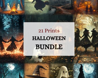 Gallery Wall Prints Set Halloween Printable Wall Art Dark Academia Prints Vintage Poster Instant Digital Download JPG