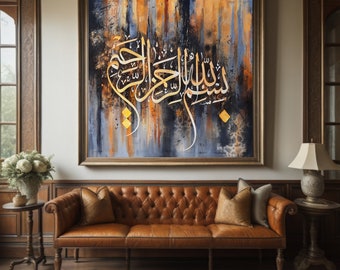 Islamic Wall Art Original Artwork Oil Painting Muslim Wall Art Islamic Calligraphy Large Canvas Art Islamic Gifts for Home Decor