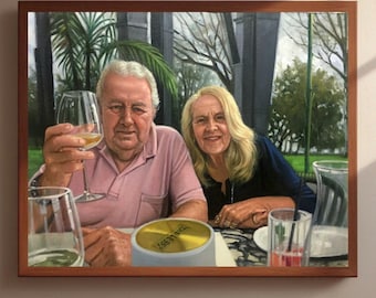 Anpassad oljemålning av parporträtt från foto - Familjeporträtt - Originalmålning på duk - Personlig bröllopspresent