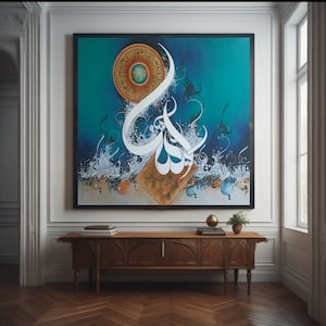 Islamic Wall Art Original Artwork Oil Painting Muslim Wall Art Islamic Calligraphy Large Canvas Art Islamic Gifts for Home Decor