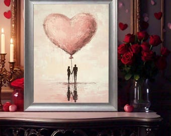 Valentines Day Print, Valentines Printable Heart Print, Couple Wall Art Valentines Day Gift for Her, Instant Digital Download