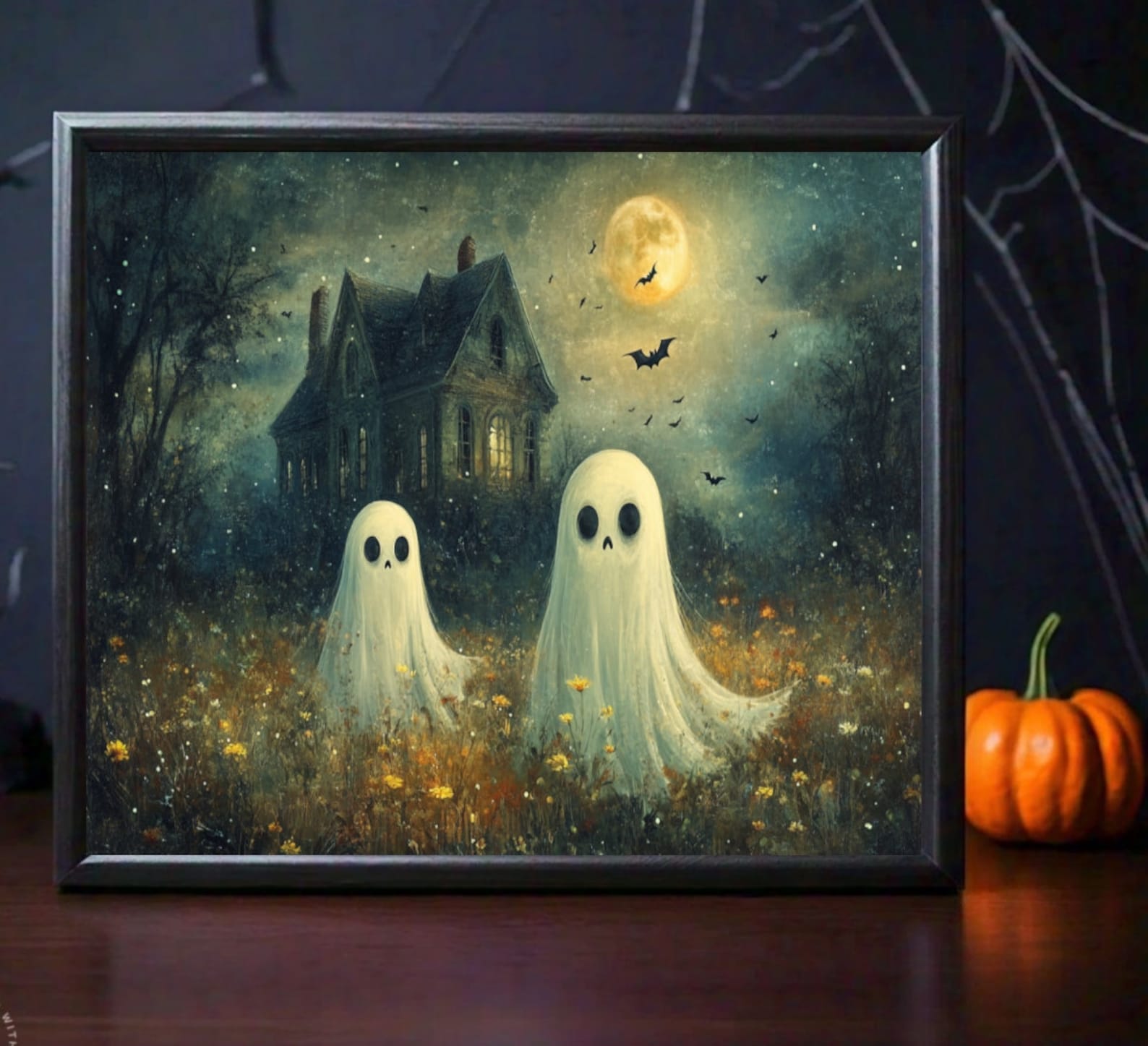 Ghost Print, Halloween Wall Art, Moody Wall Art Ghost Painting, Haunted ...