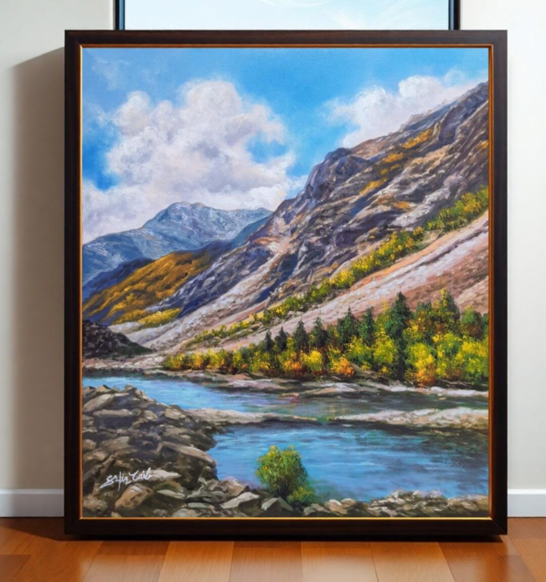 Mountain Landscape Painting -mountain Wall Art Nature Painting ...