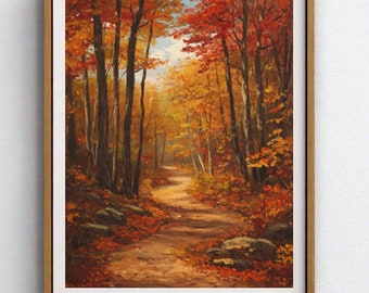 Herbst Print, Wald Wandkunst, druckbare Kunst, Herbst Druck, Herbst Malerei Kunst, Cottagecore Dekor, herunterladbare Drucke