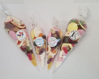 Personalised Prefilled Birthday Sweet Bags, Favours, Party Bags, Sweet Cone