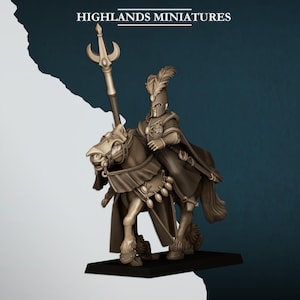 Mounted Aegean Mage on Horse, Aegean Elves- Highlands Miniatures