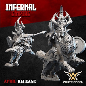 Infernal Goblin Commander on Wolf, Infernal Empire, White Angel Miniatures
