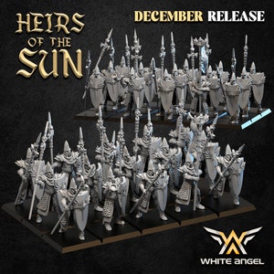 10 Guerriers High Elf Avec Lances - Figurines Kyoushuneko Miniatures - Résine Imprimée 3D Sur Commande - Neuf