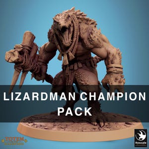 Pack Lizardman Champion Dreadscale, Miniaturas de escala reescalada