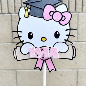 Kawaii Kitty Graduation Cake Topper