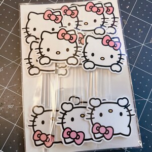 Kawaii Kitty Pink Cupcake Toppers image 4