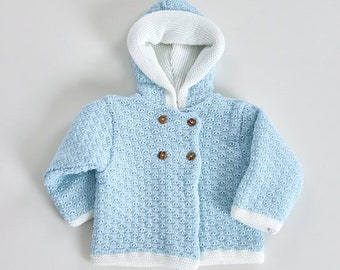 Veste bébé tricotée à double capuche