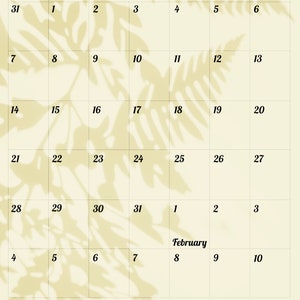 Digital / Printable 2024 Calendar: Leaves and beige paper background