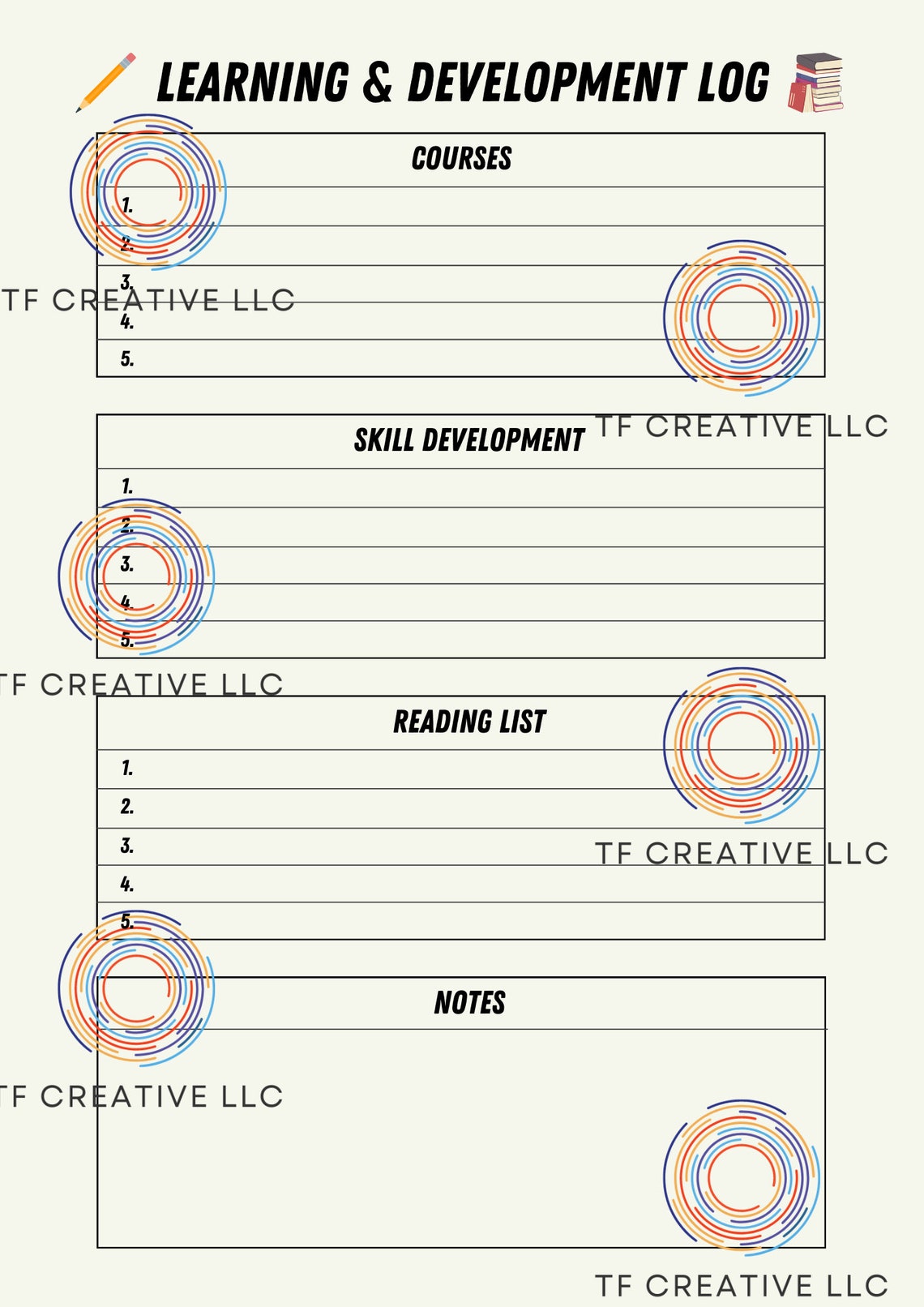 Simbles For Development Log Printable Learning & Development Log - Etsy