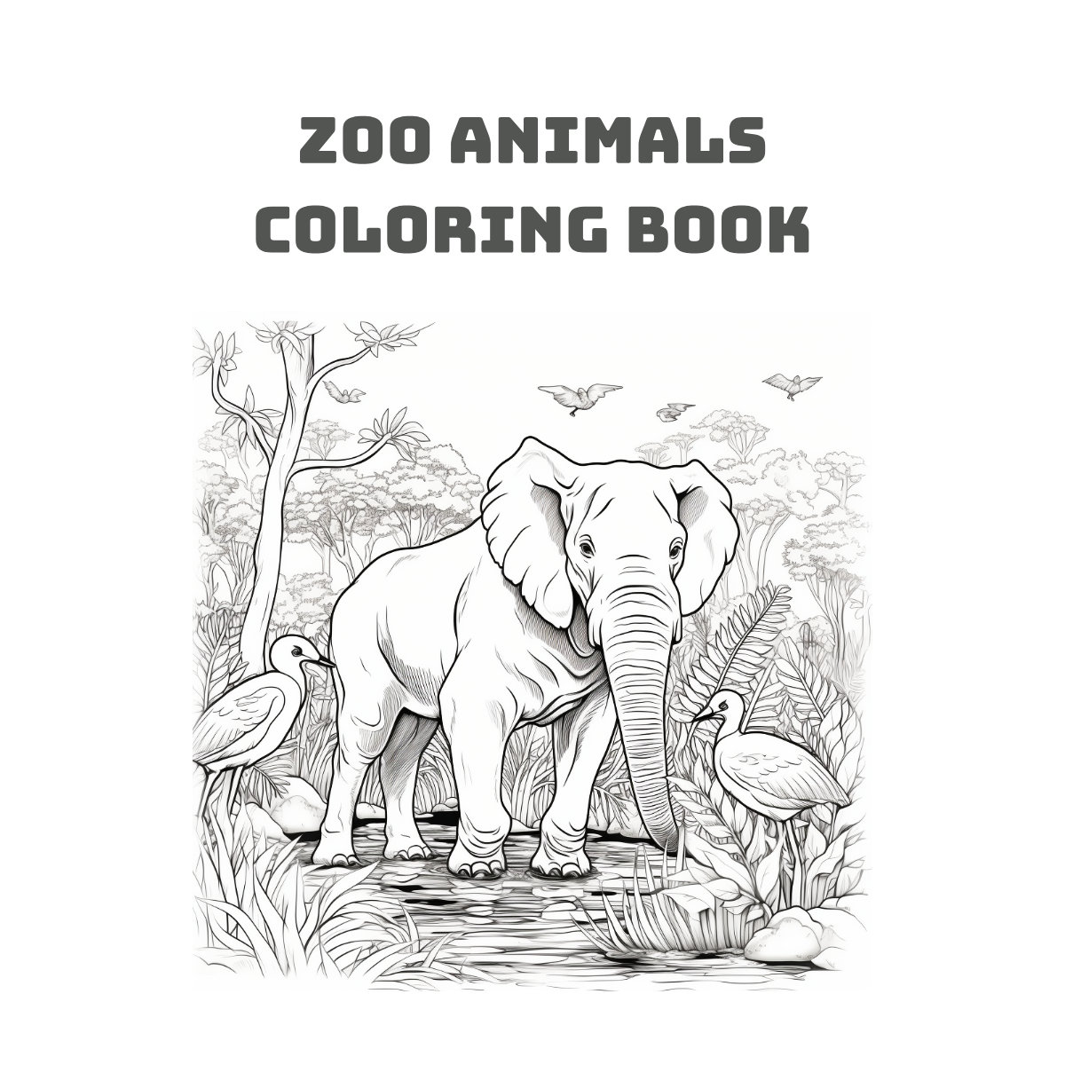 Printable Zoo Animals Coloring Book Etsy